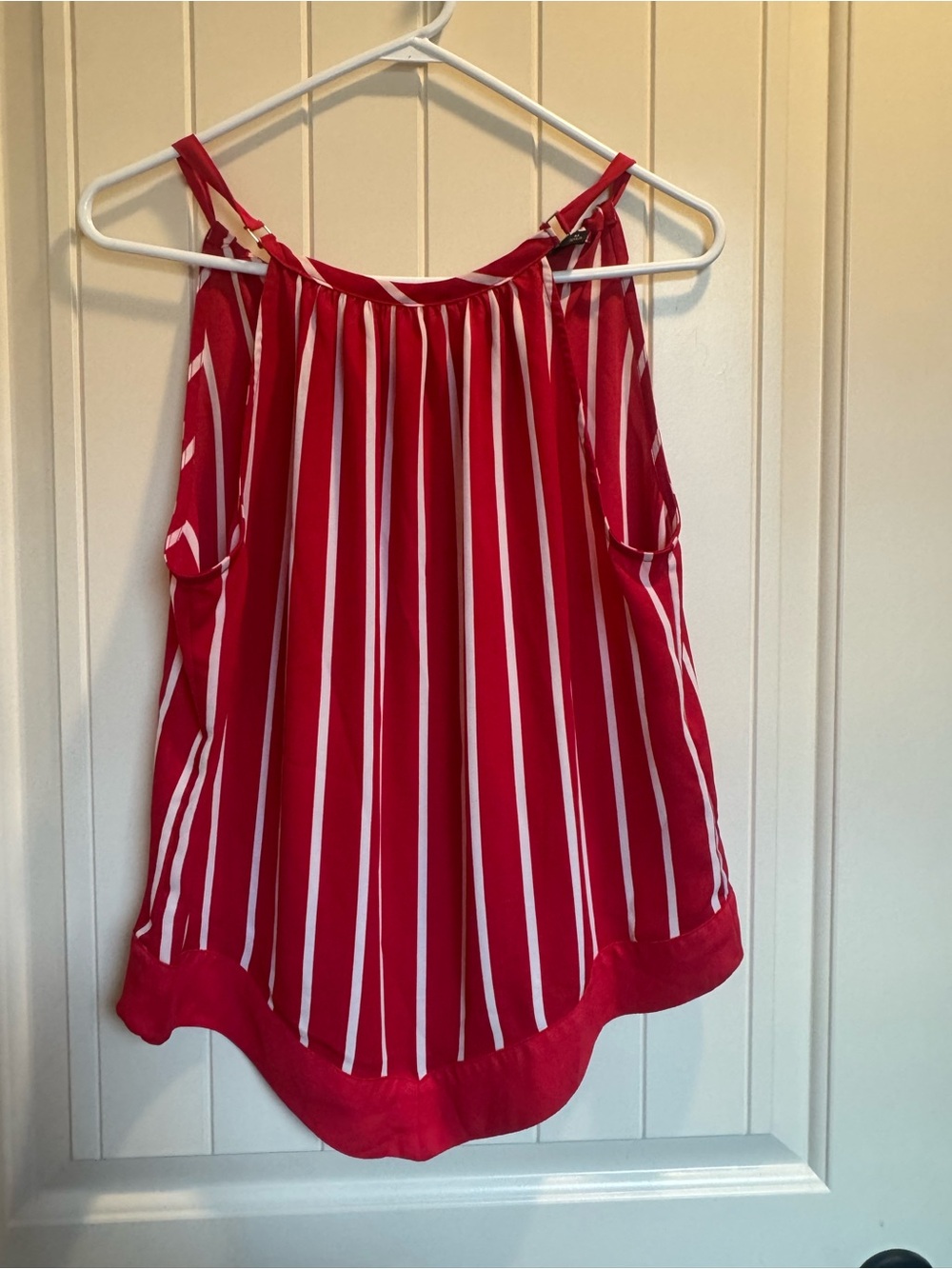 New York & Company Red and White Striped Halter-Style Camisole